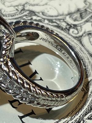 Judith Ripka Designer Cushion-Cut Blue Topaz Sterling Silver Ring w/CZ Accents Ring Size 6 in Never Worn Condition.