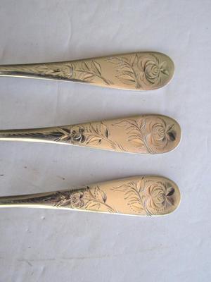 Antique Dinner Forks, Jac Rose Pattern, Sterling Inlaid, Holmes and Edwards, Set of 7
