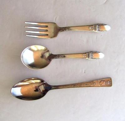 Vintage Child's Silver Plate Fork/Spoon Set, & Queen Elizabeth Coronation 1953 Spoon