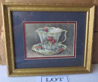 Tea Cup and Saucer Framed Print, 8" x 10"
