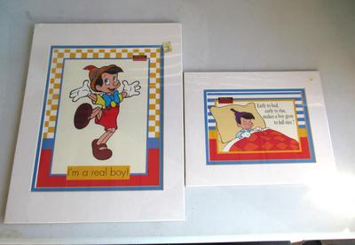 2 Older Walt Disney Unused/Unopened Pinocchio Framable Prints