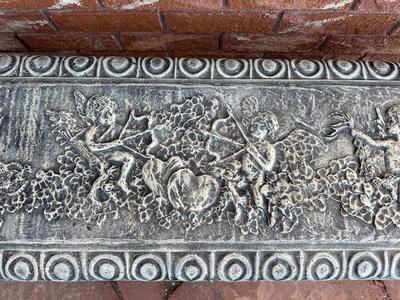 3 PIECE CHERUB CONCRETE GARDEN BENCH