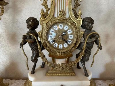 BREVETTATO ~ 3 Pc ITALIAN IMPERIAL CLOCK & MATCHING CANDELABRAS