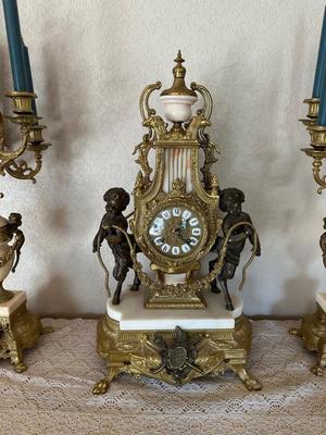 BREVETTATO ~ 3 Pc ITALIAN IMPERIAL CLOCK & MATCHING CANDELABRAS