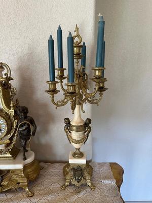 BREVETTATO ~ 3 Pc ITALIAN IMPERIAL CLOCK & MATCHING CANDELABRAS