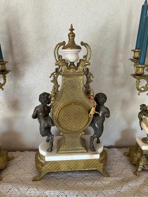 BREVETTATO ~ 3 Pc ITALIAN IMPERIAL CLOCK & MATCHING CANDELABRAS