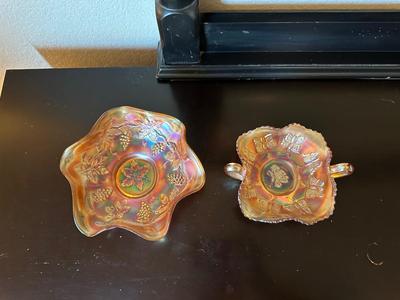 2 MARIGOLD CARNIVAL GLASS BOWLS