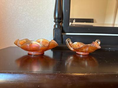 2 MARIGOLD CARNIVAL GLASS BOWLS