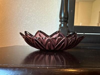 AMETHYST AND 2 AMBER CARNIVAL GLASS BOWLS