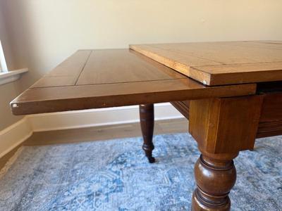 Antique Slide Out Leaves Dining Table