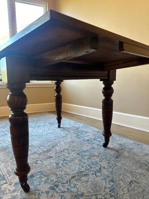 Antique Slide Out Leaves Dining Table