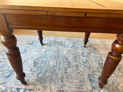 Antique Slide Out Leaves Dining Table