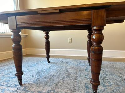 Antique Slide Out Leaves Dining Table