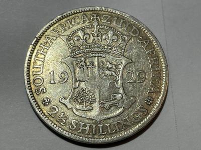 South African 1929 George V Silver Two and a Half Shillings Coin in Circulated Condition as Pic'd.
