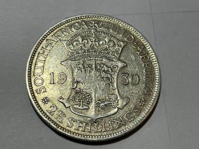 South African 1930 George V Silver Two and a Half Shillings Coin in Circulated Condition as Pic'd.