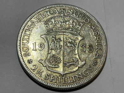 South African 1938 George VI Silver Two and a Half Shillings Coin in Circulated Condition as Pic'd.