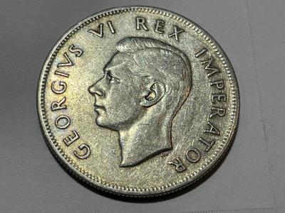 South African 1938 George VI Silver Two and a Half Shillings Coin in Circulated Condition as Pic'd.