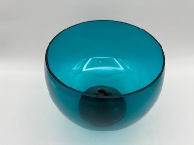 GORHAM Turquoise Glass Compote with Sterling Base