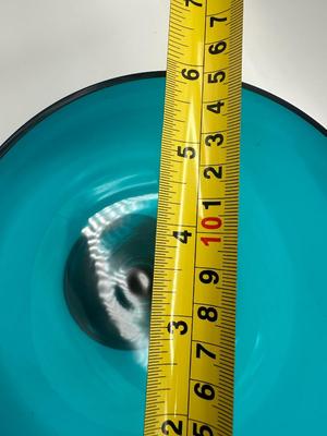 GORHAM Turquoise Glass Compote with Sterling Base