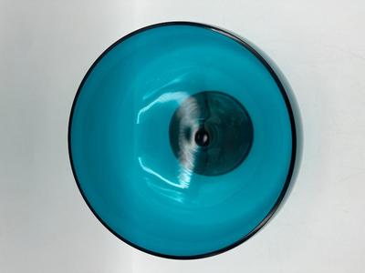 GORHAM Turquoise Glass Compote with Sterling Base