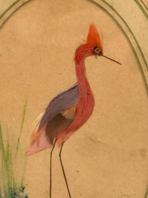 Vintage Original Art with Feathers