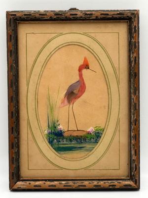 Vintage Original Art with Feathers