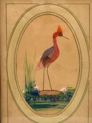 Vintage Original Art with Feathers
