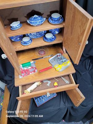 Vintage Child's Cabinet with Kitchenware