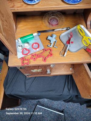 Vintage Child's Cabinet with Kitchenware