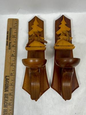 Wooden Sconce Candle Holders