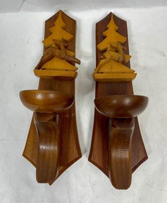 Wooden Sconce Candle Holders