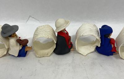 Vintage Handmade Clay Polymer Folk Art Figures Napkin Holders