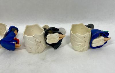 Vintage Handmade Clay Polymer Folk Art Figures Napkin Holders