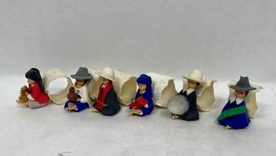 Vintage Handmade Clay Polymer Folk Art Figures Napkin Holders