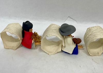 Vintage Handmade Clay Polymer Folk Art Figures Napkin Holders