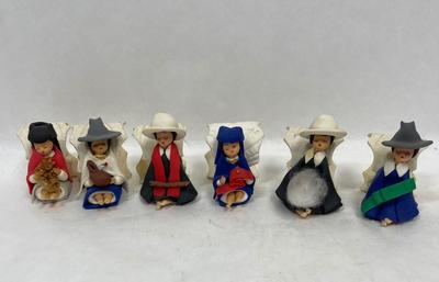 Vintage Handmade Clay Polymer Folk Art Figures Napkin Holders