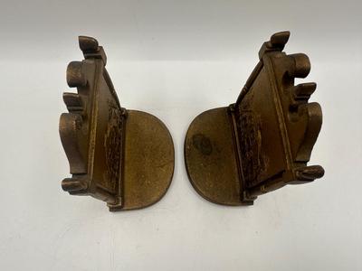 BRADLEY & HUBBARD Antique Cast Iron Ornate Bookends B&H