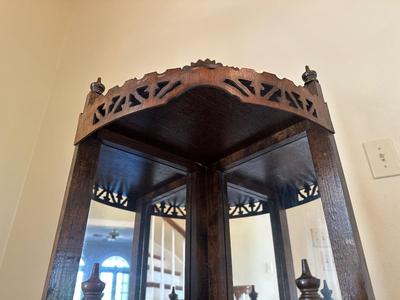 Mirrored Reticulated Walnut Wooden Hanging Corner Shelf