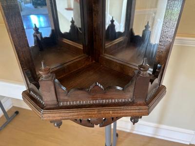 Mirrored Reticulated Walnut Wooden Hanging Corner Shelf