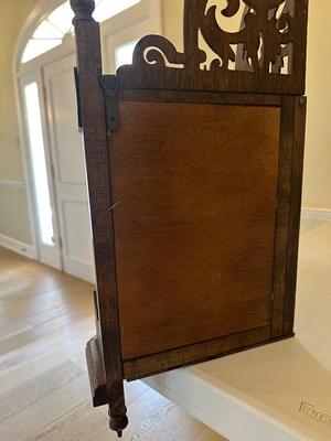 Mirrored Reticulated Walnut Wooden Hanging Corner Shelf