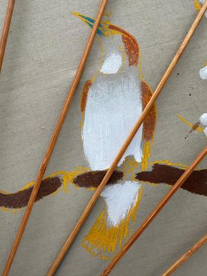 Large Hand Painted Decorative Fan