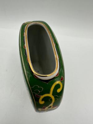 1981 Takahashi Kashmir Flat Vase Hand Decorated Floral Design