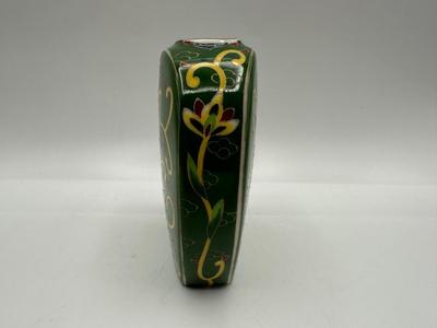 1981 Takahashi Kashmir Flat Vase Hand Decorated Floral Design
