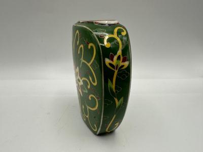1981 Takahashi Kashmir Flat Vase Hand Decorated Floral Design
