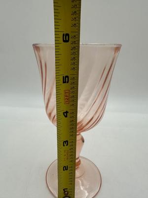 Vintage 5 3/4” tall Black France Rosaline Pink Wine Glasses (15)