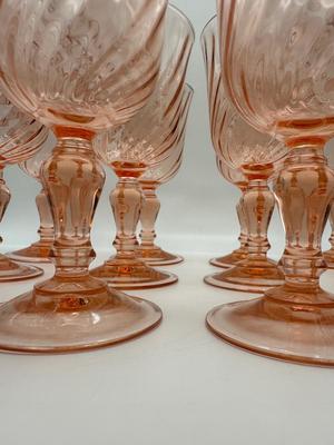 Twelve Vintage Rosaline Pink Wine Glasses (12)