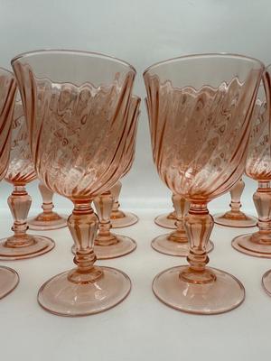 Twelve Vintage Rosaline Pink Wine Glasses (12)