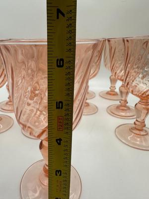 Twelve Vintage Rosaline Pink Wine Glasses (12)
