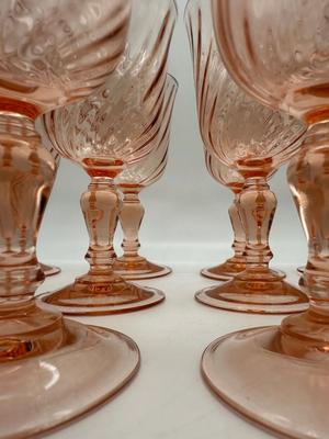 Twelve Vintage Rosaline Pink Wine Glasses (12)
