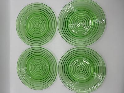 Set of (4) Vintage Anchor Hocking Green Plates